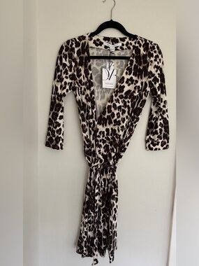 Diane Von Furstenberg Leopard Print Long Sleeve Dress
